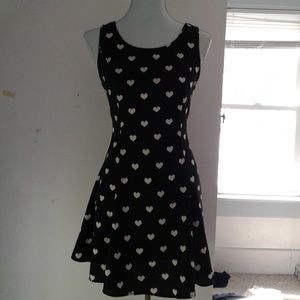 #22- Black and White Heart Knee Length Dress